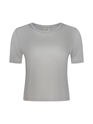 The Remy Tee is a plain, light grey short-sleeve crew neck shirt in soft micro modal jersey. It has a fitted design with no visible patterns or logos and is displayed on a white background.