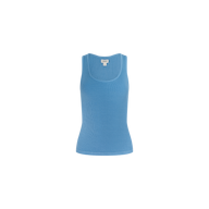An Adira Scoopneck Tank in light blue, featuring a sleeveless and fitted ribbed design, is centered on a plain white background.