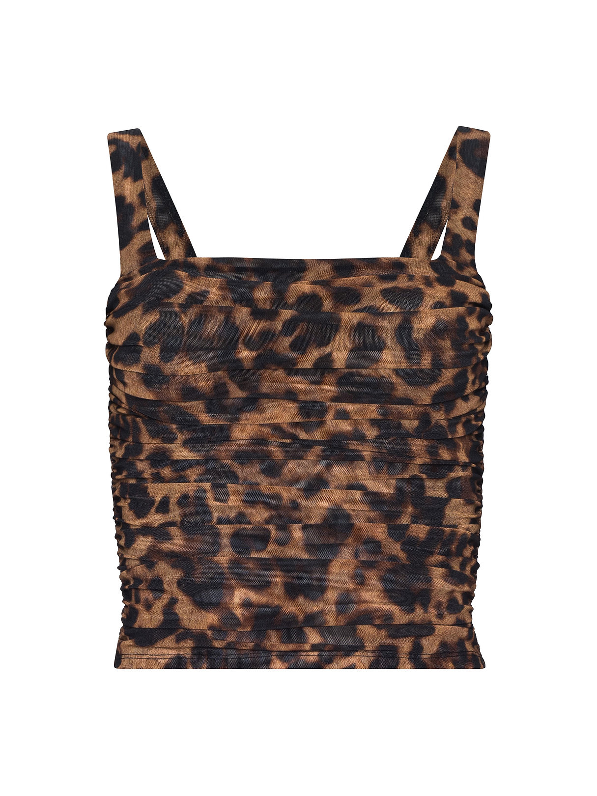 Rasha Shirred Mesh Tank in Brown Multi Amur Leopard | L'AGENCE