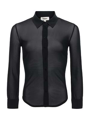 L'AGENCE Indiana Sheer Fitted Blouse - Black L'AGENCE Indiana Sheer Fitted Blouse - Black