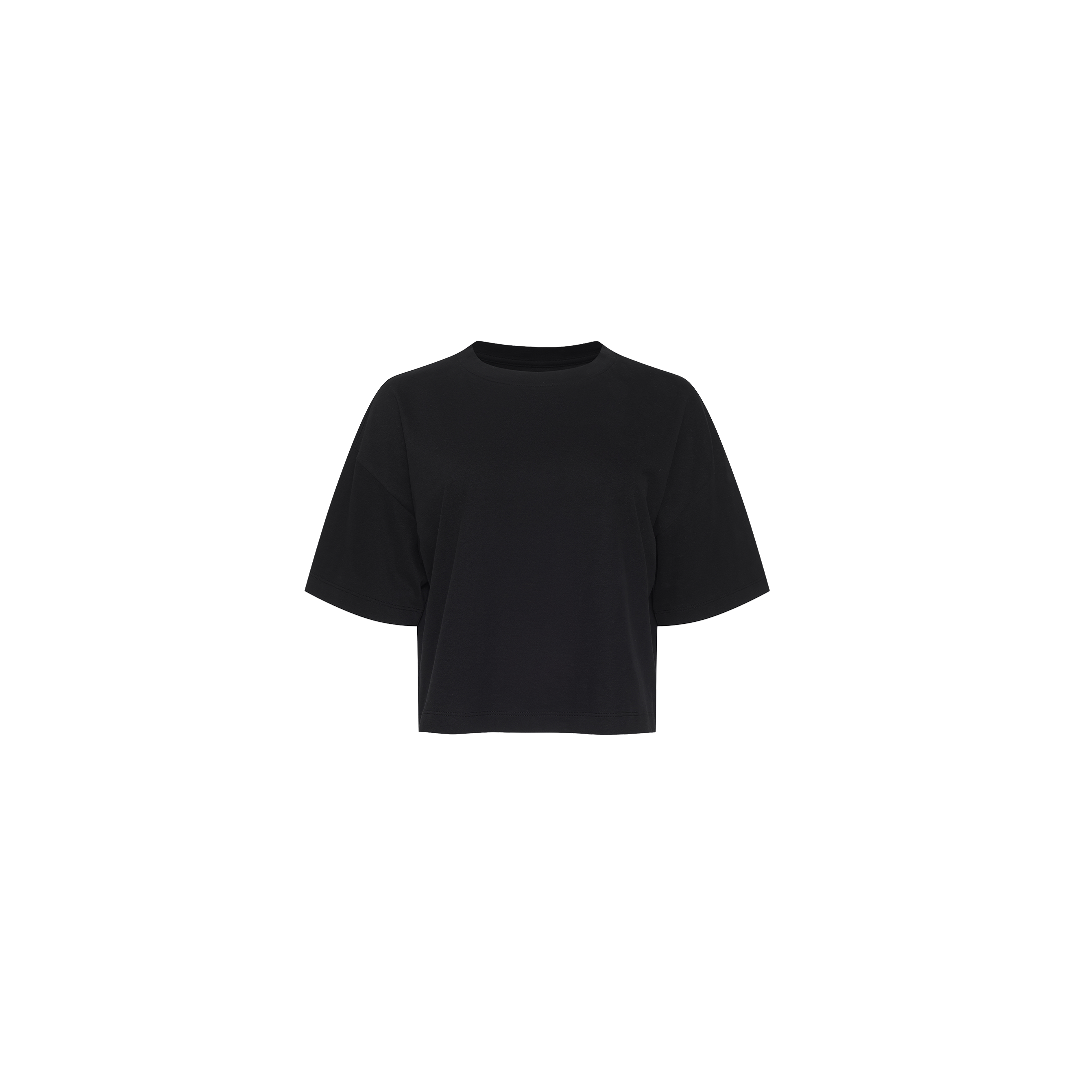 Black Supima cotton Daria Oversized Cropped Tee with a crew neckline and a boxy, oversized fit.