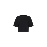 Black Supima cotton Daria Oversized Cropped Tee with a crew neckline and a boxy, oversized fit.