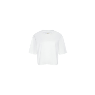 The Daria Oversized Cropped Tee, crafted from luxurious Supima cotton, is displayed on a white background.