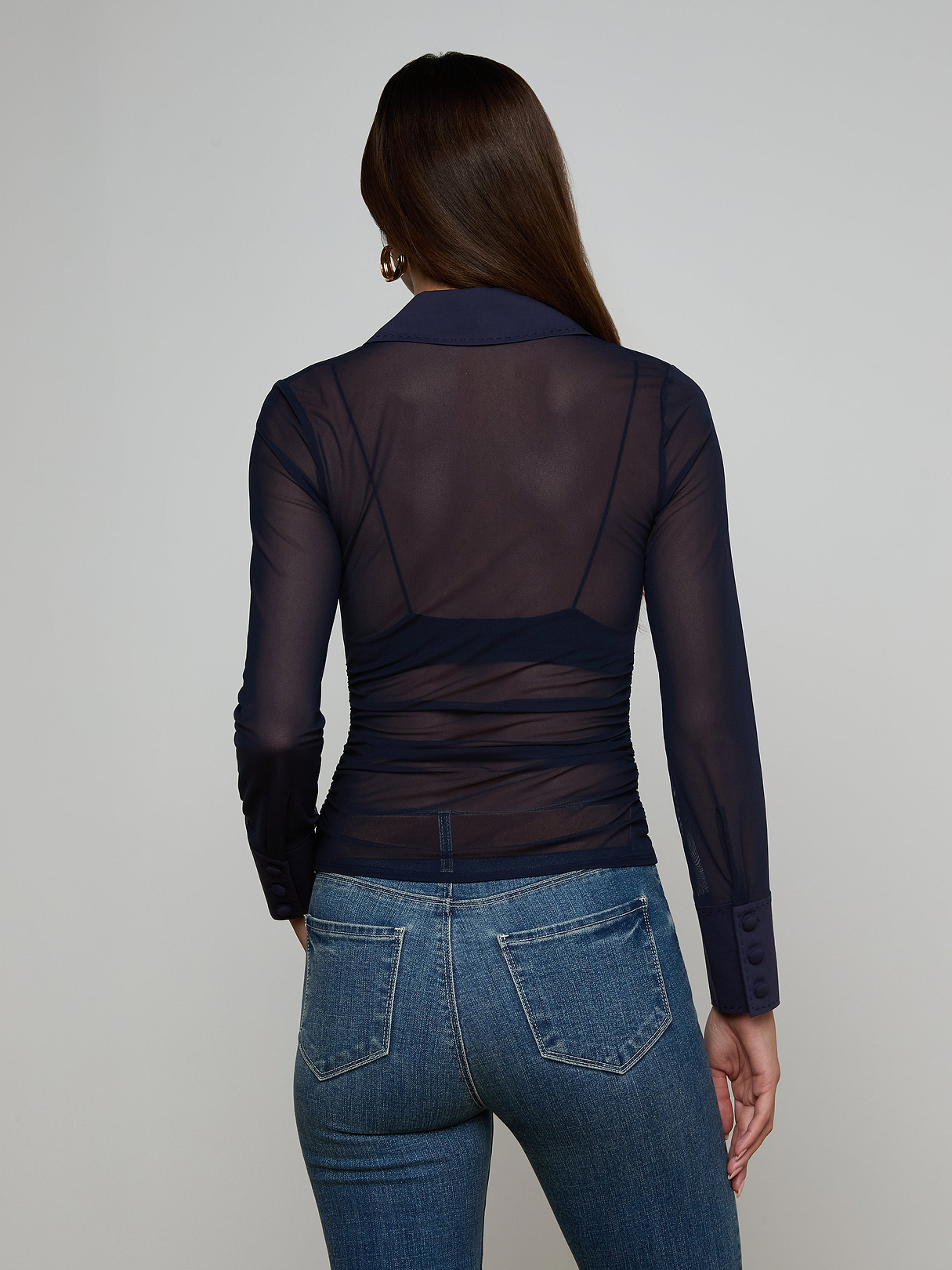 Isola Mesh Blouse in Midnight | L'AGENCE