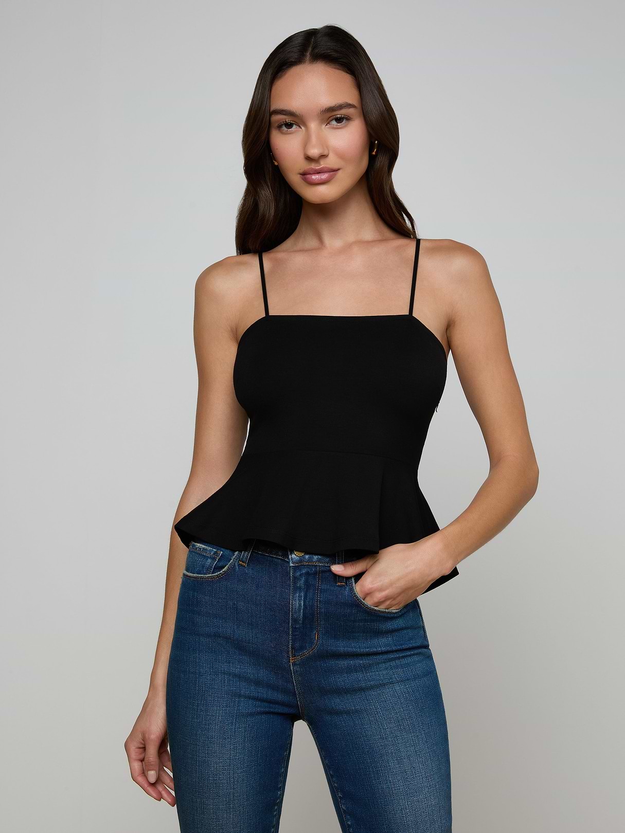 Parisa Peplum Top in Black | L'AGENCE