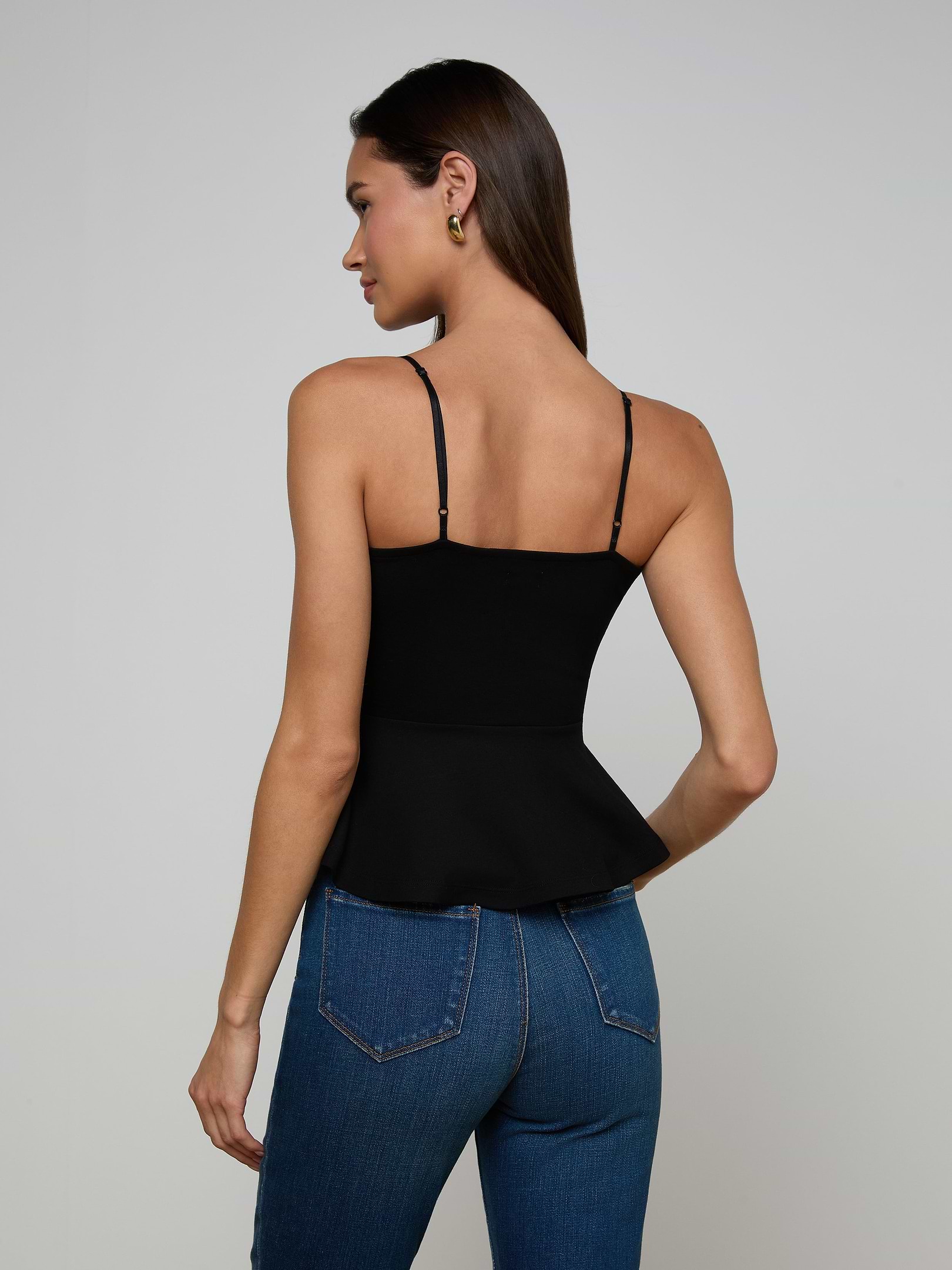 Parisa Peplum Top in Black | L'AGENCE