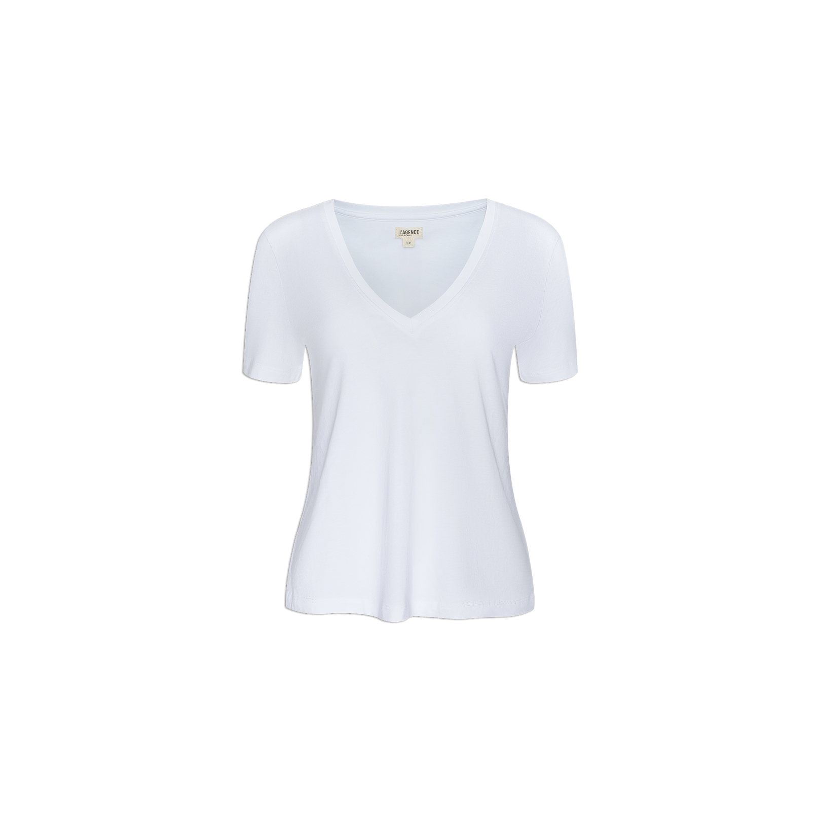 The Brianna Cotton V-Neck Tee, crafted from soft Supima cotton and featuring a relaxed fit, is displayed on a white background.