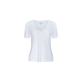 The Brianna Cotton V-Neck Tee, crafted from soft Supima cotton and featuring a relaxed fit, is displayed on a white background.