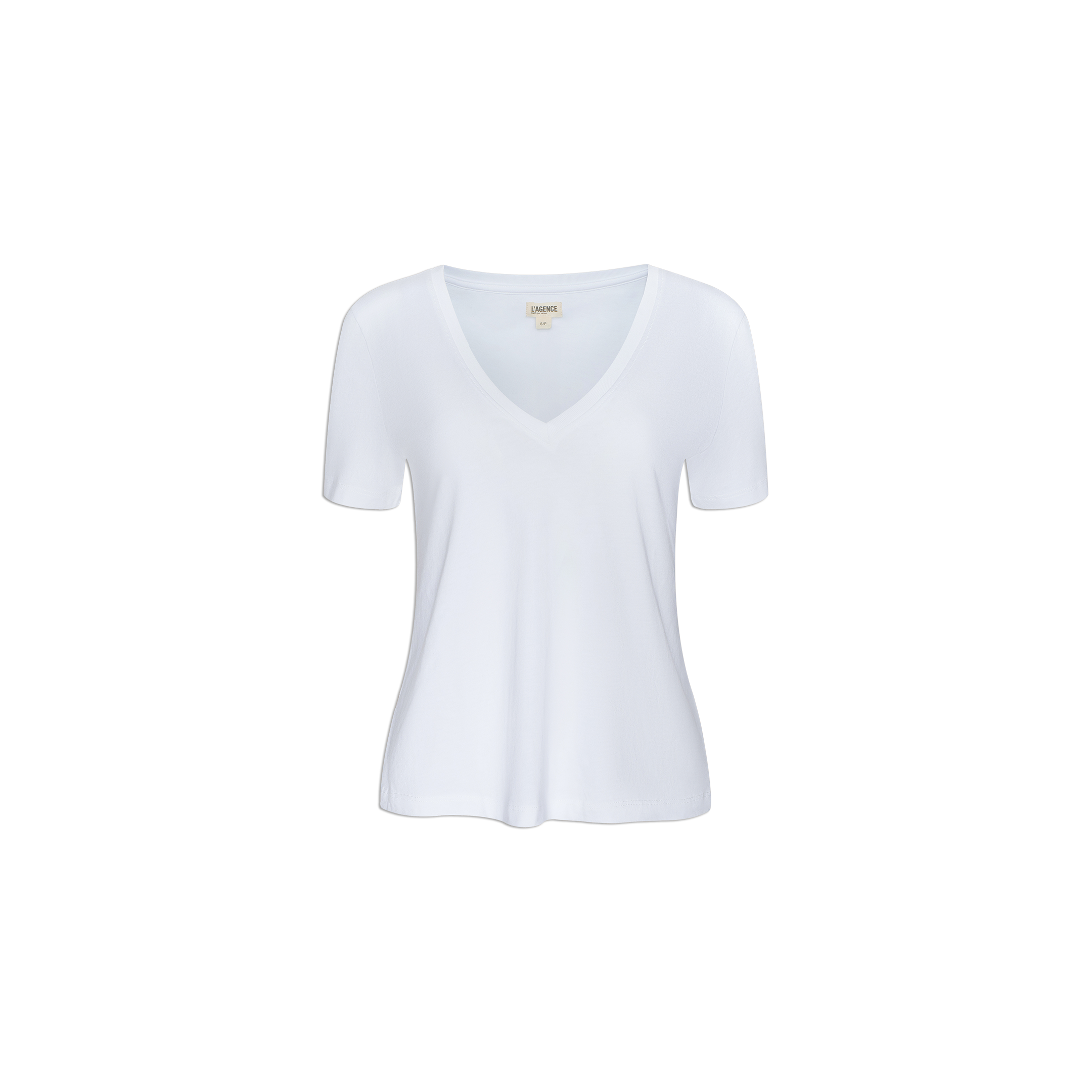 The Brianna Cotton V-Neck Tee, crafted from soft Supima cotton and featuring a relaxed fit, is displayed on a white background.
