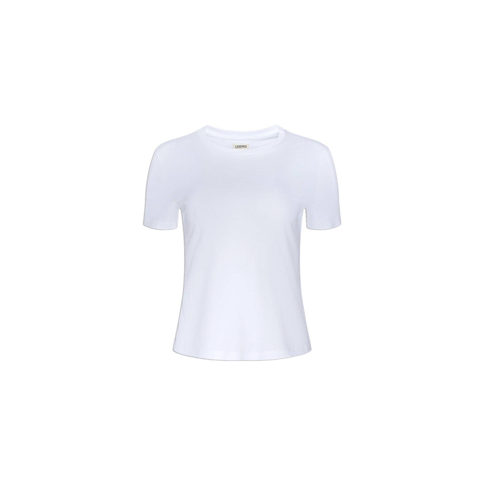The Aileen Cotton Crewneck Tee is crafted from soft Supima cotton in a relaxed fit, shown here in plain white against a light gray background.