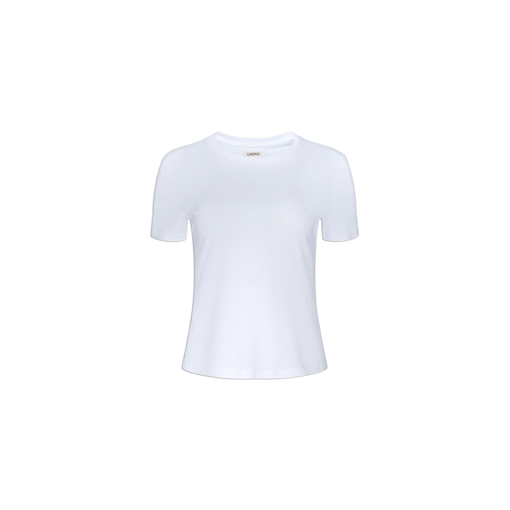 A relaxed-fit Aileen Cotton Crewneck Tee in plain white Supima cotton, displayed on a light gray background.