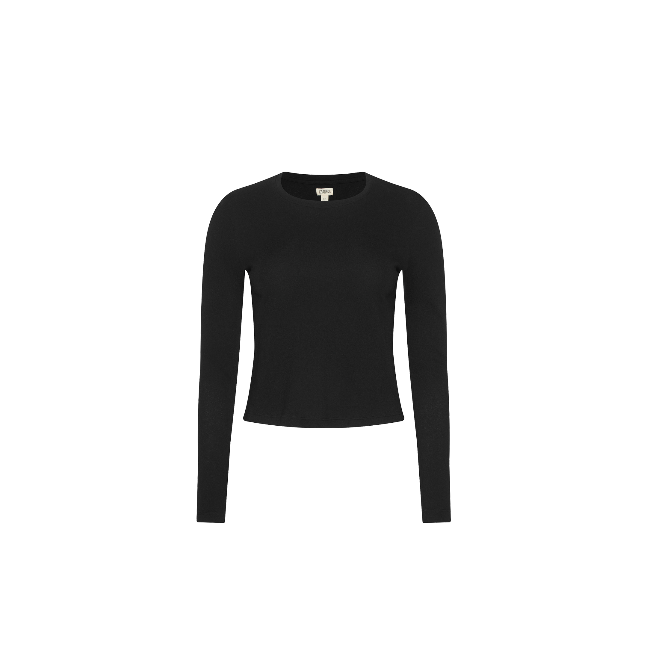 Leanne Cotton Tee: black long-sleeve organic cotton crewneck.