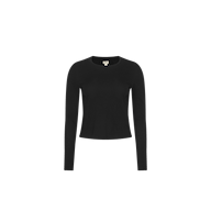 Leanne Cotton Tee: black long-sleeve organic cotton crewneck.