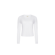 Leanne Cotton Tee: white long-sleeve organic cotton crewneck t-shirt.