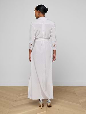 Cameron Silk Shirt Dress in Icy Lilac Linked Geo | L'AGENCE Cameron Silk Shirt Dress in Icy Lilac Linked Geo | L'AGENCE