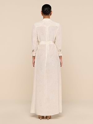 L'AGENCE Cameron Silk Shirt Dress In Vintage White Tonal Paisley L'AGENCE Cameron Silk Shirt Dress In Vintage White Tonal Paisley