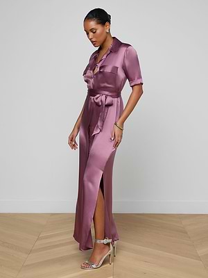 L'AGENCE Klement Silk Shirt Dress In Dusky Orchid L'AGENCE Klement Silk Shirt Dress In Dusky Orchid