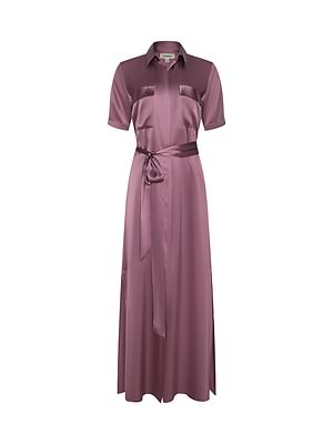 L'AGENCE Klement Silk Shirt Dress In Dusky Orchid L'AGENCE Klement Silk Shirt Dress In Dusky Orchid