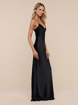 L'AGENCE Serita Silk Slip Dress In Black L'AGENCE Serita Silk Slip Dress In Black