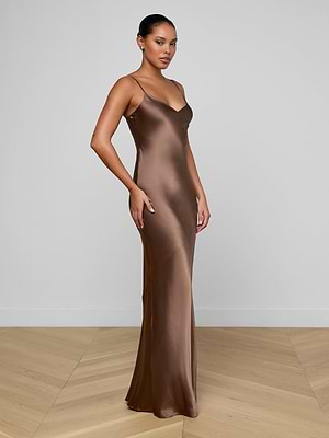 Serita Silk Gown in Cardamom | L'AGENCE Serita Silk Gown in Cardamom | L'AGENCE