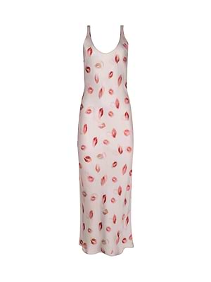L'AGENCE Akiya Satin Maxi Dress In Taupe/Dark Red Faded Kiss L'AGENCE Akiya Satin Maxi Dress In Taupe/Dark Red Faded Kiss