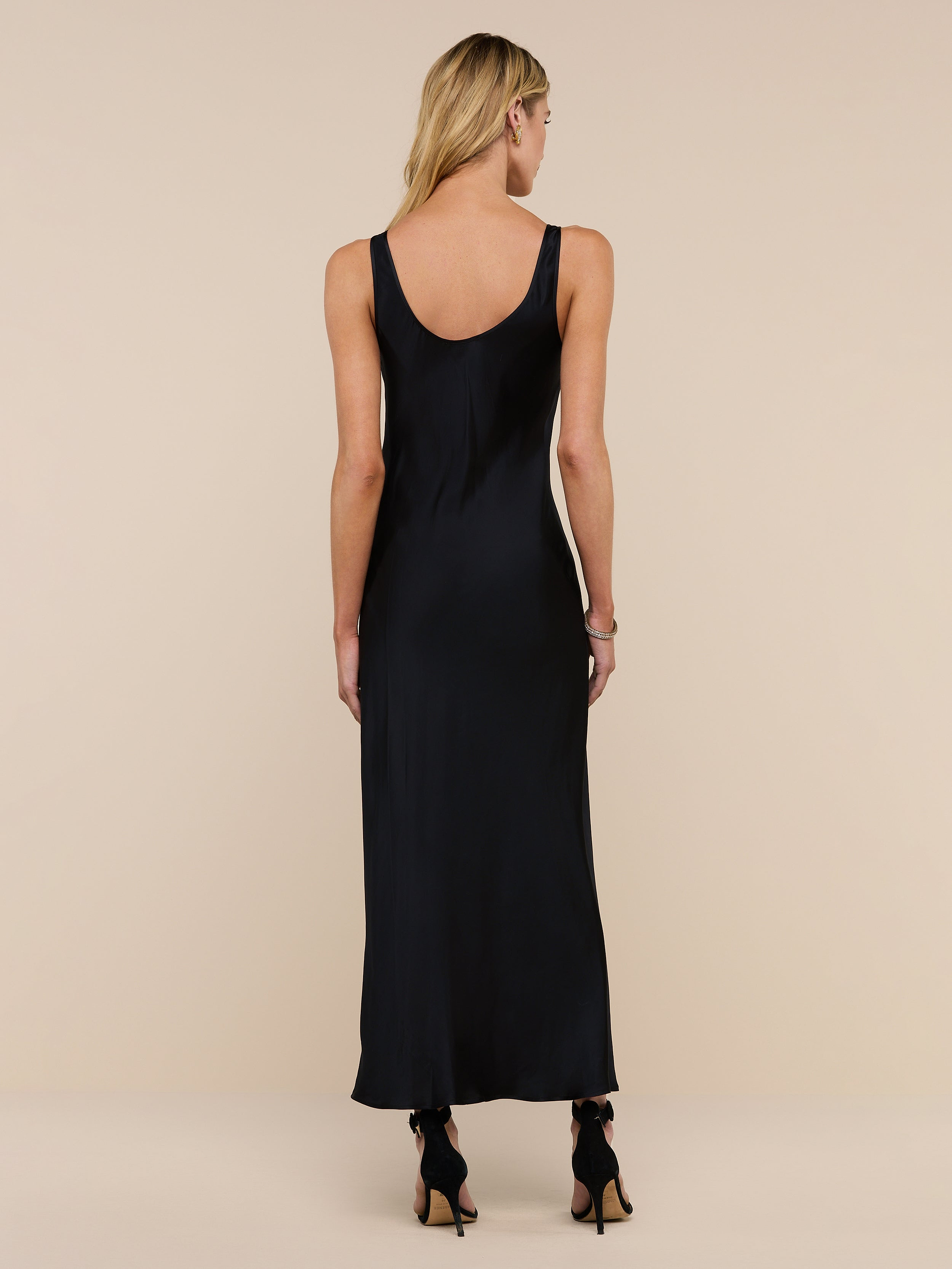 L'AGENCE Akiya Satin Maxi Dress In Black