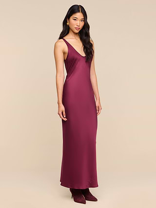 L'AGENCE Akiya Satin Maxi Dress In Merlot Red