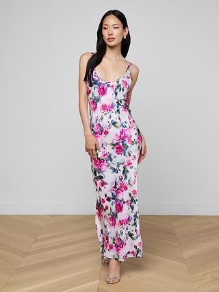 l'agence akiya satin maxi dress L'AGENCE Island Green Akiya Tank Dress Island Green / M