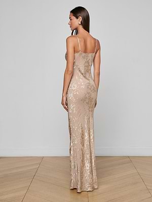 Christine Burnout Satin Gown in Feather Grey | L'AGENCE Christine Burnout Satin Gown in Feather Grey | L'AGENCE