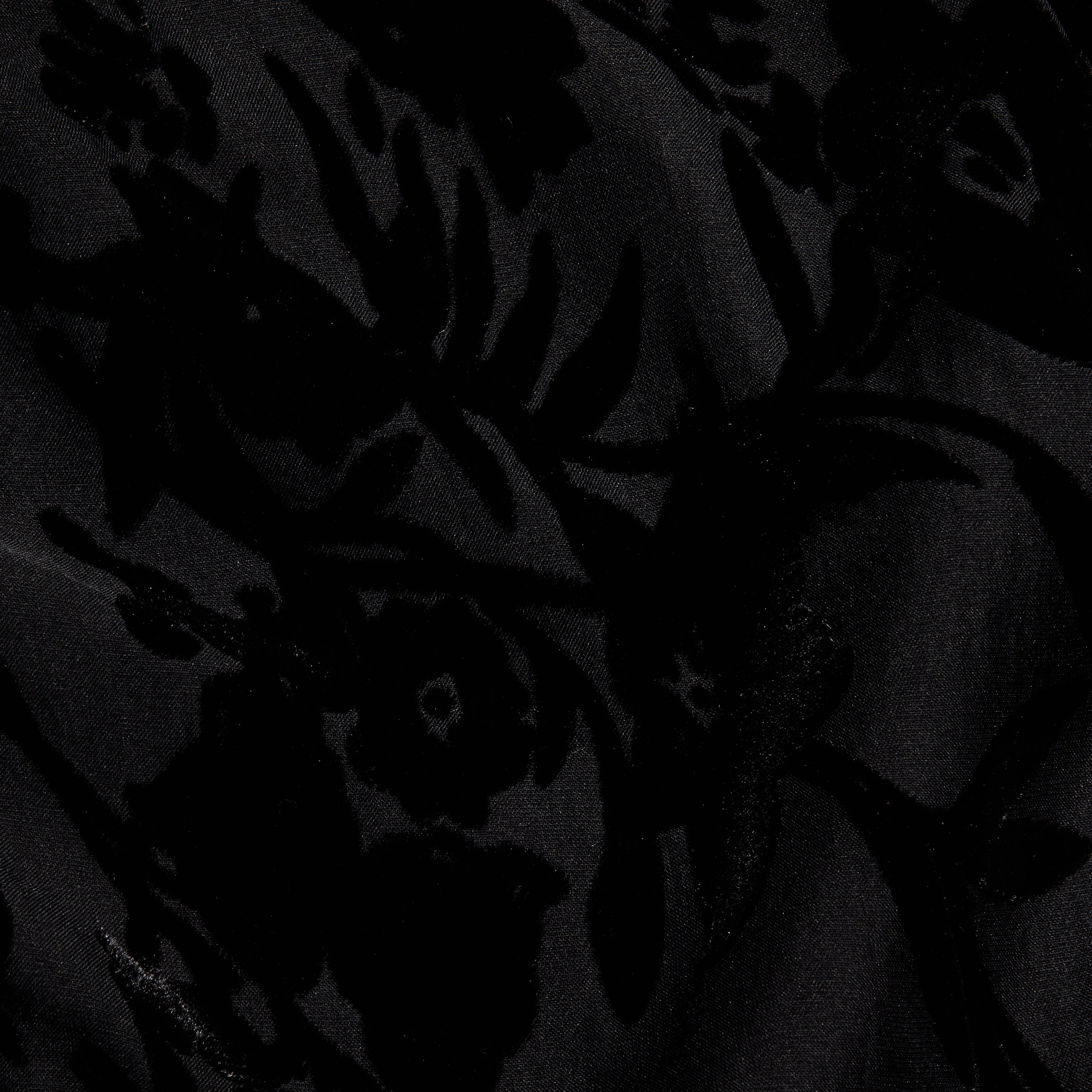 Kenna Velvet Gown in black burnout velvet with a tonal floral pattern.