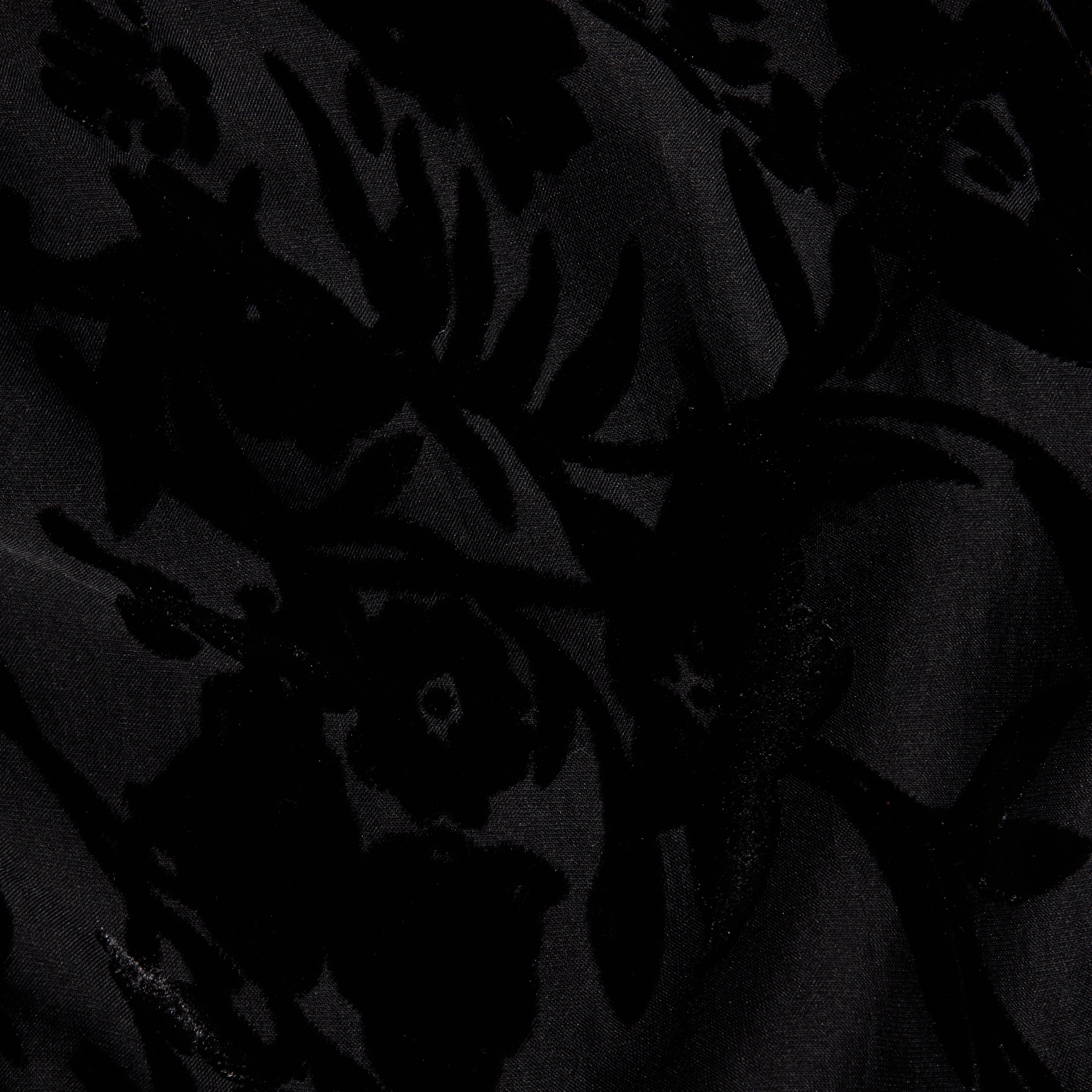 Kenna Velvet Gown in black burnout velvet with a tonal floral pattern.
