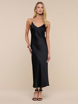 L'AGENCE Seridie Silk Slip Dress In Black L'AGENCE Seridie Silk Slip Dress In Black