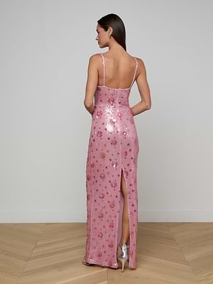 maxi pink sparkly dress L'AGENCE Karma Sequin Maxi Dress in Light Rose Sequin maxi pink sparkly dress L'AGENCE Karma Sequin Maxi Dress in Light Rose Sequin