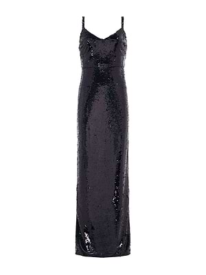 L'AGENCE Women's Karma Sequin Maxi Dress - Black - Size 14 L'AGENCE Women's Karma Sequin Maxi Dress - Black - Size 14