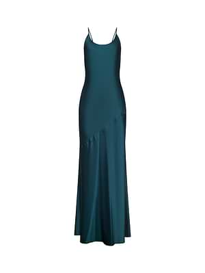 teal silk dress L'AGENCE Charmaine Silk Gown In Deep Teal