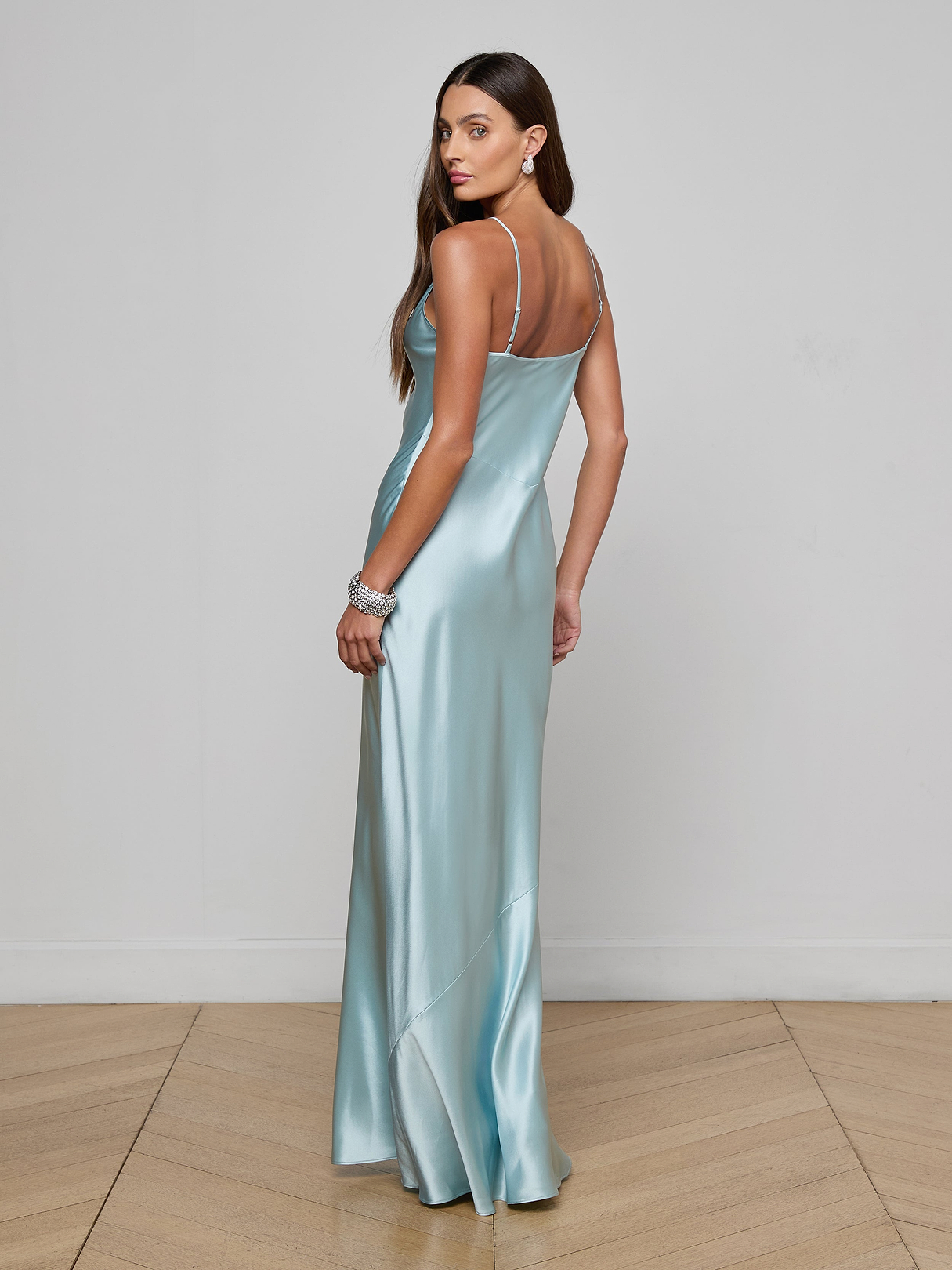Charmaine Silk Gown in Pale Blue | L'AGENCE