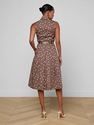 L'AGENCE Women's Kylo Polka Dot Sleeveless Shirtdress - Cardamom Ecru Polka Dot - Size 12 L'AGENCE Women's Kylo Polka Dot Sleeveless Shirtdress - Cardamom Ecru Polka Dot - Size 12