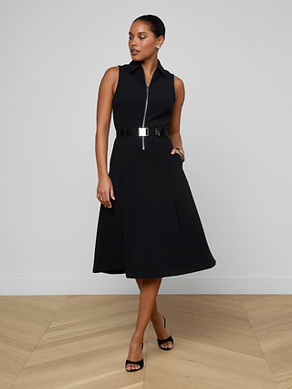 structured shirt dress Midi Shirt Dress in Structured Cotton Silk lapis blue / 10