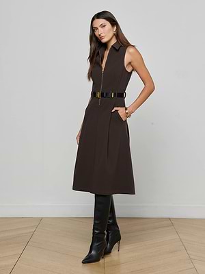 Kylo Shirt Dress in Dark Brown | L'AGENCE Kylo Shirt Dress in Dark Brown | L'AGENCE