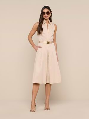 L'AGENCE Kylo Poplin Shirt Dress In Biscuit L'AGENCE Kylo Poplin Shirt Dress In Biscuit