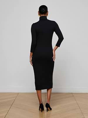 L'AGENCE Voletta Turtleneck Knit Dress In Black L'AGENCE Voletta Turtleneck Knit Dress In Black