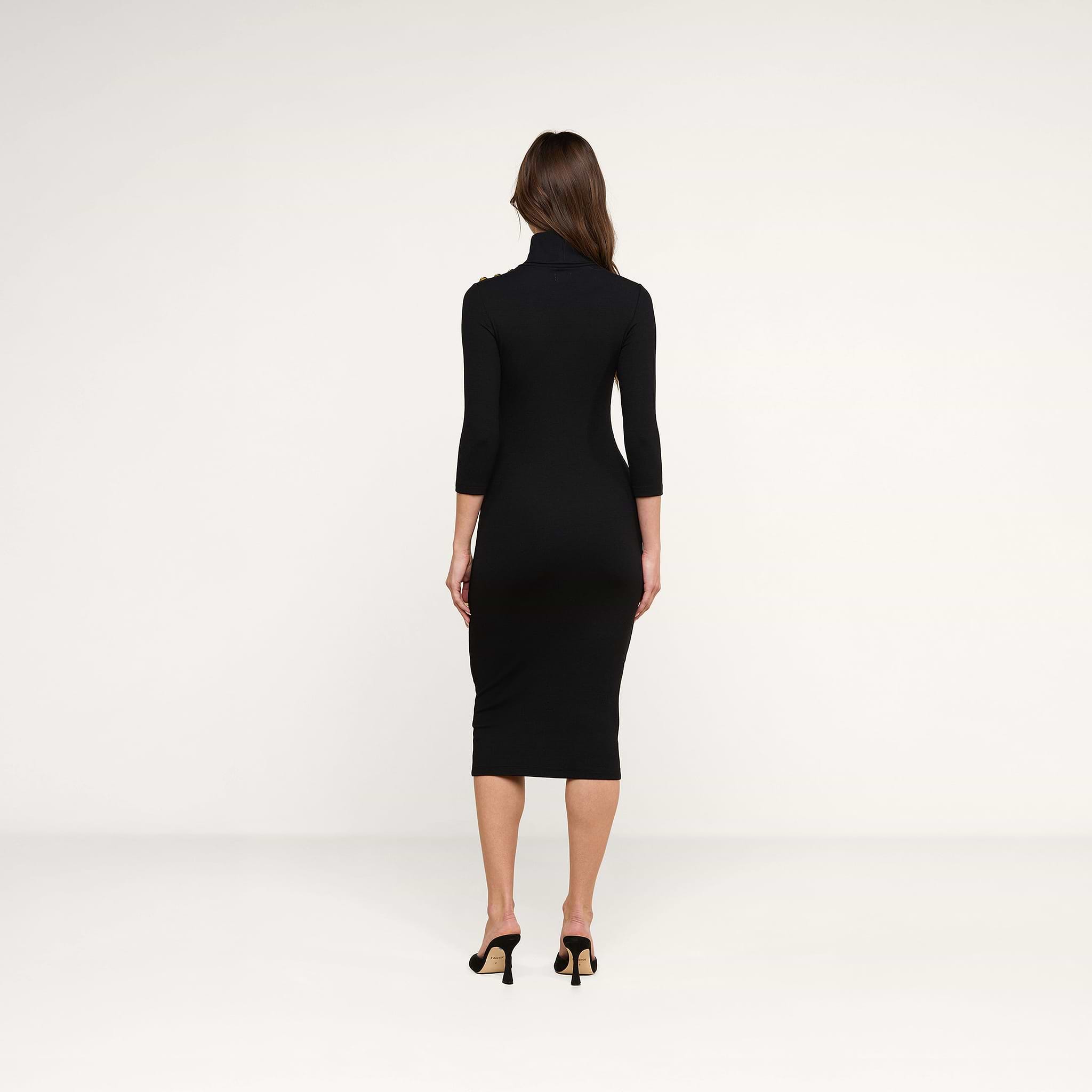 Voletta Turtleneck Knit Dress in Black