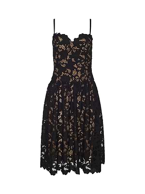 L'AGENCE Flyn Lace Midi Dress In Black L'AGENCE Flyn Lace Midi Dress In Black