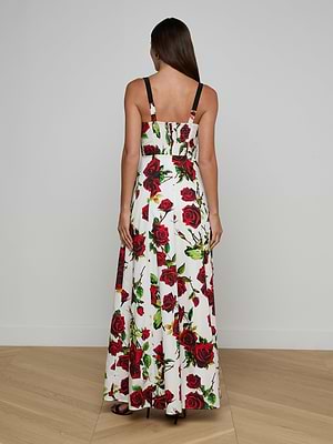 L'agence Sutton BDD Strap Maxi Dress - White & Red Romantic Rose L'agence Sutton BDD Strap Maxi Dress - White & Red Romantic Rose