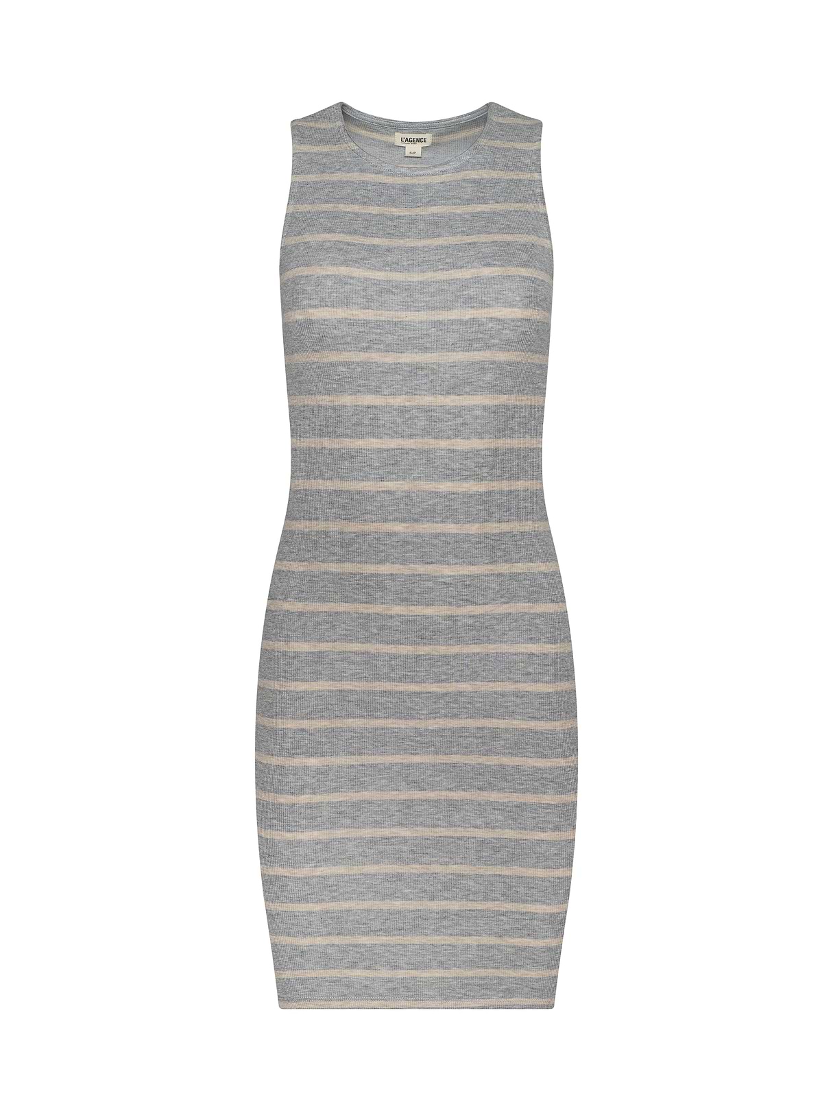 Ellis Tank Dress in Heather Grey/Oat Stripe | L'AGENCE