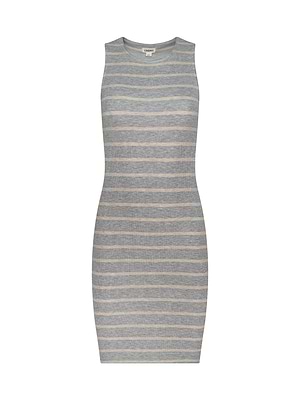 Ellis Tank Dress in Heather Grey/Oat Stripe | L'AGENCE Ellis Tank Dress in Heather Grey/Oat Stripe | L'AGENCE