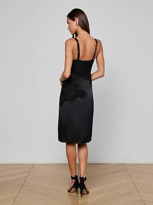 L'agence Fenna Silk Lace Dress In Black L'agence Fenna Silk Lace Dress In Black