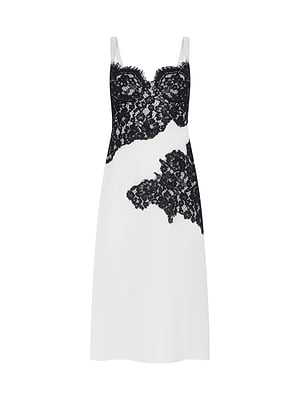 L'AGENCE Fenna Silk Lace Dress In Ivory/Black L'AGENCE Fenna Silk Lace Dress In Ivory/Black