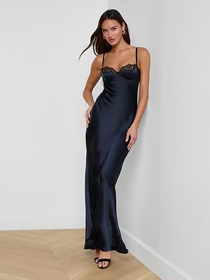 Shayla Silk Lace Gown in Midnight | L'AGENCE Shayla Silk Lace Gown in Midnight | L'AGENCE