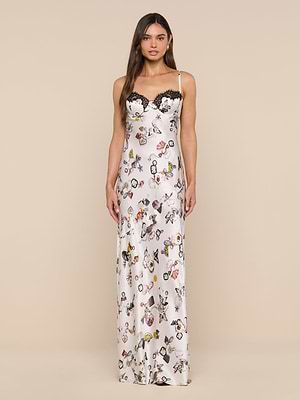 L'AGENCE Sayla Silk Gown In Ecru Multi Lock Butterfly L'AGENCE Sayla Silk Gown In Ecru Multi Lock Butterfly